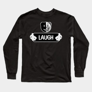 Creepy clown emoji - LAUGH - Whtie- Clown World Series - 1W Goth line gifts and merchs Long Sleeve T-Shirt